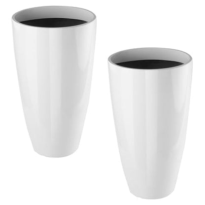 2PCS 21in Tall Planter for Outdoor Plants Large Flower Pots White - color: White