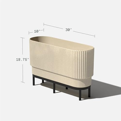 Veradek Demi Series Raised Long Planter - Wide Planter with Stand - color: Sand/Black, size: 30 inch