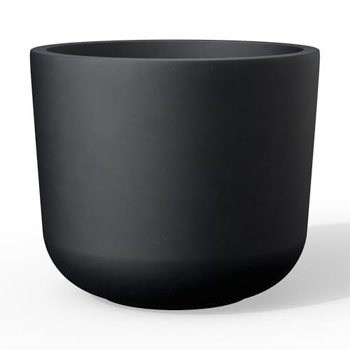 Kante Accent Round Capsule Black Concrete Planter 11" Dia, Outdoor - color: Black, size: 11.0"Dia (Single)