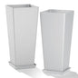 Plastic 24" Tall White Planters Outdoor Set of 2, Classic - color: White