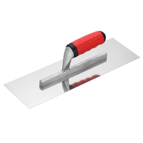 HARFINGTON Flat Drywall Trowel 14" x 4", 402 Stainless Steel Concrete Finishing Trowel Art Paint Plastering Hand Tools with TPE Grip, for Concrete Cement, Silver - size: 14" x 4"