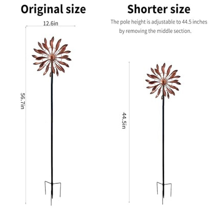 Copper Petal 360° Metal Wind Spinners Outdoor, 56.7" H - color: Copper