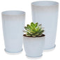 Neoaider Set of 3 Tall Planter, 24/21/12in Large Plastic Planter, WhiteJade - color: White Jade