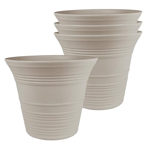 The HC Companies Sedona Self-Watering Planter Pot, 9 Inch, 4-Pack - color: Cottage Stone, size: 9", style: Pack of 4