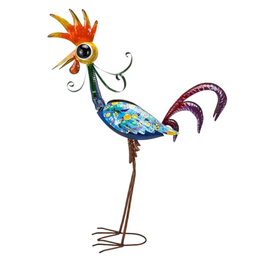 31.5'' Wacky Rooster Garden Statue for Outside, Patio, Backyard, Lawn - color: Royal Blue-large
