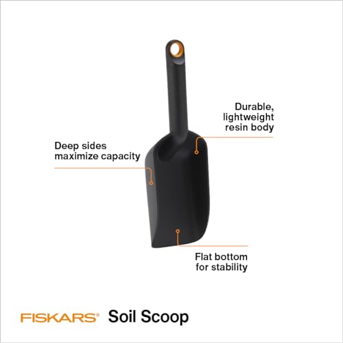 Fiskars Soil Scoop for Potting & Transplanting, 1.5 Cup Capacity, Black - style: Soil Scoop