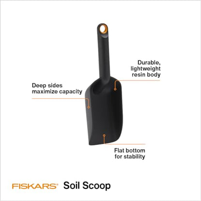 Fiskars Soil Scoop for Potting & Transplanting, 1.5 Cup Capacity, Black - style: Soil Scoop