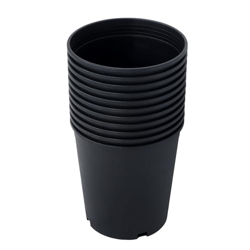 5 Gallon Plastic Nursery Pot 10-Pack 5 Gallon Pots for Plants Black Plastic Planters for Outdoor Indoor Plants Gardening Flower Pots with Drainage Holes(10,5 Gallon)
