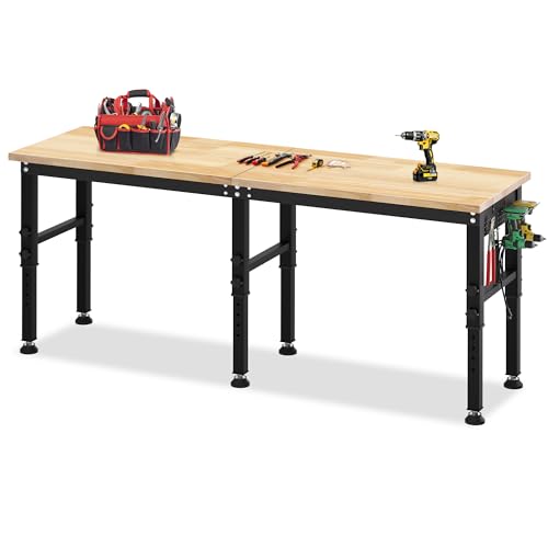 Antifir 96'' Adjustable Workbench, Heavy Duty Workstation - size: 96"x24"|Socket|Pegboard