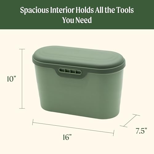 Vego Garden Heavy-Duty Hanging Garden Toolbox, Weather-Resistant Durable Polymer, Holds Up to 44 lbs, Features a Rounded Lid Basil Green - color: Basil Green