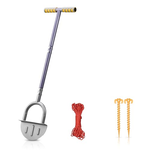 Half-Moon Edger Lawn Tool – Steel Garden Edger for Landscaping & Borders with Rope & Pegs for Precision – Saw-Tooth Manual Edger Lawn Tool with Ergonomic Rubber-Grip Handles, 39 in.