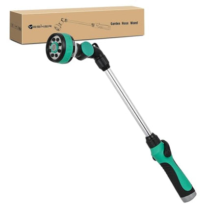 Yesker Metal Watering Wand for Garden Hose, 21 Inch, 10 Spray Patterns, Adjustable Water Sprayer with Pivoting Head, Garden Hose Nozzle with Thumb Flow Control, Ideal for Water Plant and Yard Washing - size: 21 Inch (Upgraded)