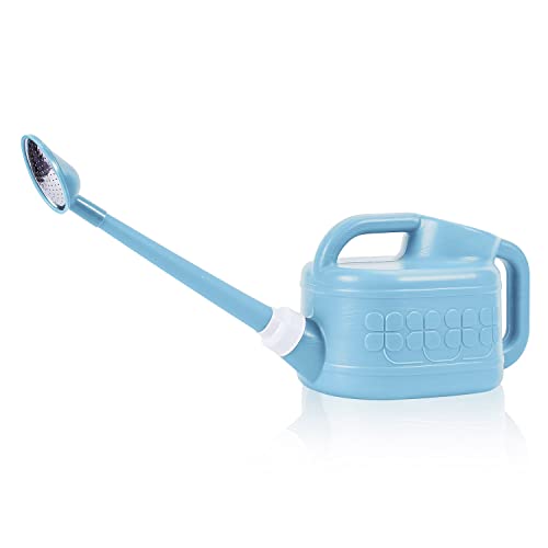 Garden Watering Can for Indoor & Outdoor Plants, Ebristar Plastic Watering Can 1 Gallon with Long Spout & Removable 360 Degree Rotation Sprinkler Head, Lightweight Watering Pot for Houseplants - Blue - color: Blue