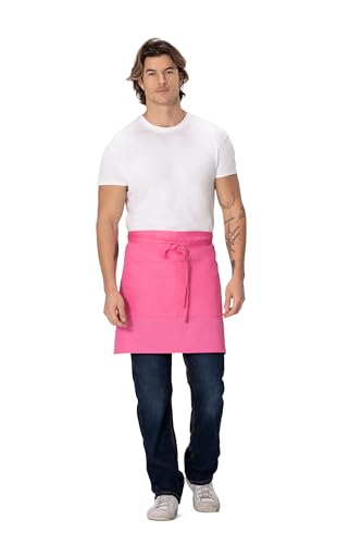 Chef Works Unisex Half Bistro Server Apron - color: Hot Pink, 1 Pack