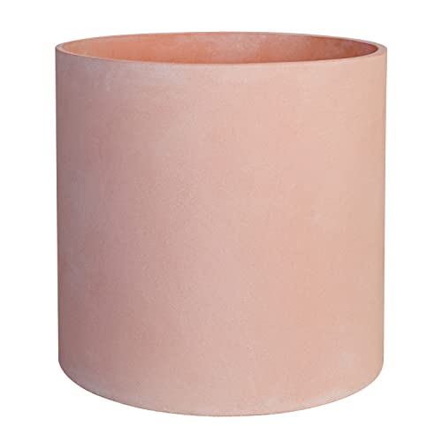 FaithLand 10 Inch Fiberstone Planter - Lightweight Modern Cylinder Plant Pot with Drainage Hole & Plug, Indoor Outdoor Use, Terracotta Color - color: Terracotta, size: 10 inch