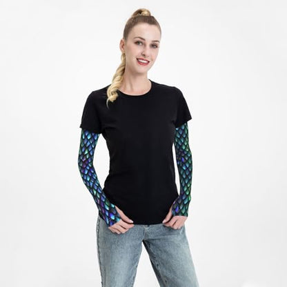 Women Sun Protection Thorn Proof Cooling Sleeves Sports Outdoors - color: Black5