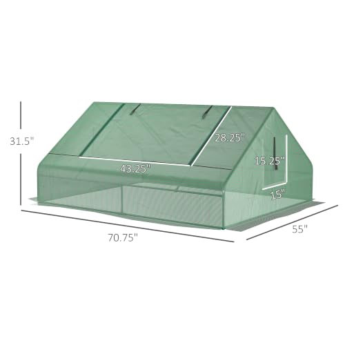 Outsunny 71" x 55" x 32" Mini Greenhouse Outdoor with Zipper Windows Green