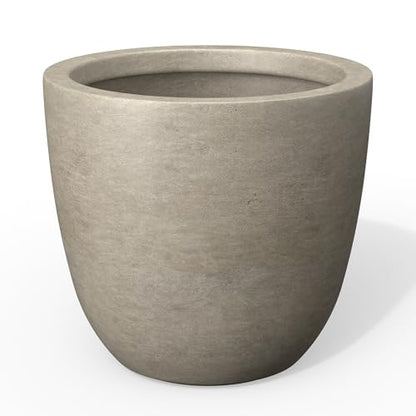 Kante Small Round Bowl Weathered Concrete Planter 10" Dia, Outdoor - color: Buff Concrete, size: 10"d