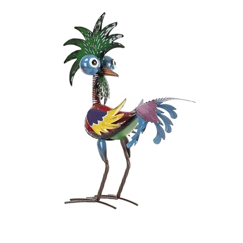 Alpine Corporation - 19" Tall Wild Tropical Metal Rooster Yard Statue – Colorful Indoor/Outdoor Garden Décor, Rustic & Fun Farm Animal for Garden, Patio, Lawn, or Porch - color: 19" Multicolor Rooster