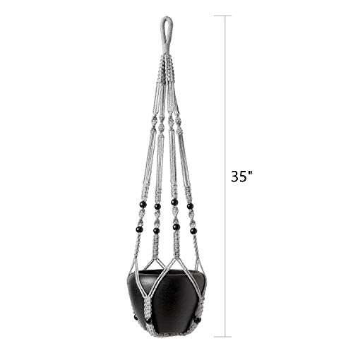 Mkono Macrame Plant Hanger Indoor 35 Inch Hanging Planter Basket Grey 1Pc - color: Gray