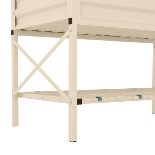 Outsunny Raised Garden Bed with Galvanized Steel Frame, Cream - color: Cream White