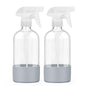 Glass Spray Bottles - 2 Pack 16 oz Clear Spray Bottles with Silicone Sleeve - color: Grey