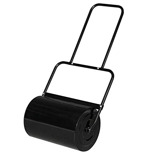 VINGLI 20 Inch Lawn Roller Water Filled Pull Behind Garden Drum Roller Push/Tow Behind, Water/Sand Filled for Garden, Lawn, Backyard (Black) - color: Black, size: 20 inch