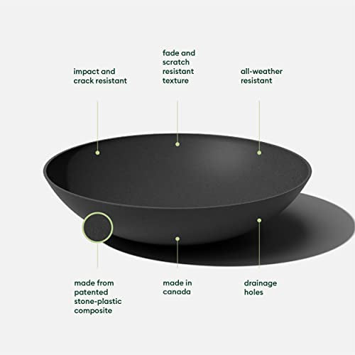Veradek Mason Series Lane Bowl - Large Outdoor Bowl Planter - color: Black, size: 8"H x 32"DIA