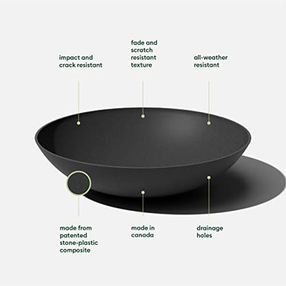 Veradek Mason Series Lane Bowl - Large Outdoor Bowl Planter - color: Black, size: 8"H x 32"DIA 2PK
