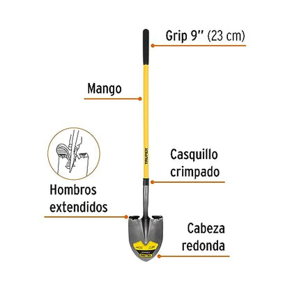 TRUPER PRL-F Long Handle Round Point Shovels Fiberglass 58" (147Cm)
