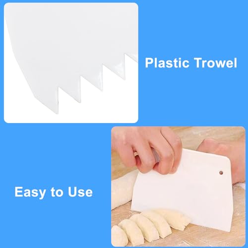 Bonsicoky 2 PCS Plastic Trowel Notched Glue Spreader, 0.4" Tooth - size: 0.4" + 0.4" Tooth