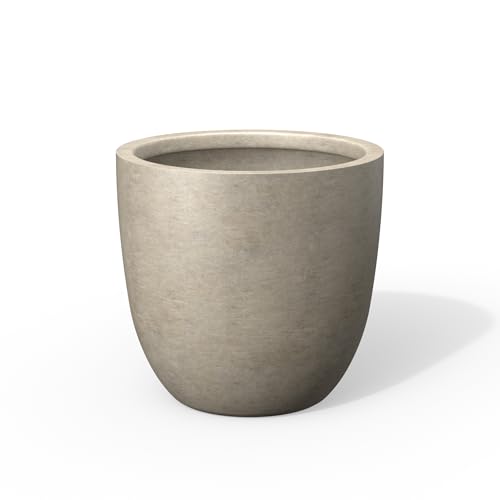 Kante Round Concrete Planter, Large Outdoor Indoor Garden Pots with Drainage Hole, 10-Inch Diameter Flower Pots for Patio, Garden and Home, Weathered Concrete - color: Weathered Concrete, size: 10-Inch Dia