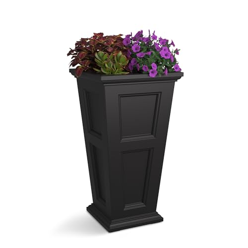 Mayne Fairfield 34in Self-Watering Tall Square Planter, Black - color: Black, size: 34in