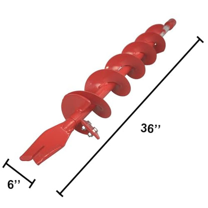 THUNDERBAY 6 Inch Diameter 36 Inch Long Earth Auger Bit with Fishtail Point for Decks, mailboxes, Fences, Tree Planting - color: w/o Patent Shock Spring, size: 6-Inch Diameter