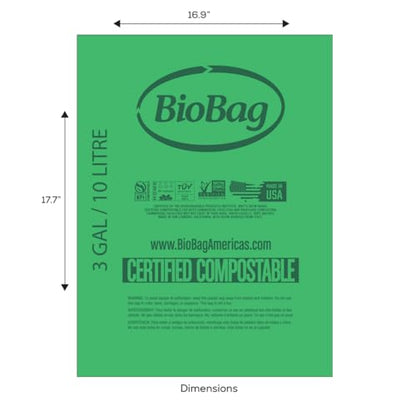 BioBag Countertop Kitchen Compost Bin & 25 Count 3-Gallon Certified Compostable Bags – BPI & ASTM D6400 Approved – Ventilated, Dishwasher-Safe Counter Scrap Bin - style: 3 Gallon/With Bin