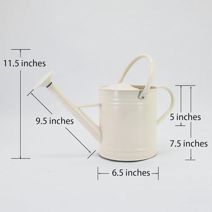 1 Gallon Matte Cream Metal Watering Can, Removable Spout - color: Matte Cream, size: 1 Gallon
