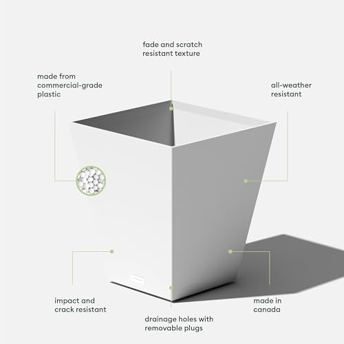 Veradek Pure Series Nobleton Planter - Tapered Square Outdoor Planter - color: White, size: 18 inch