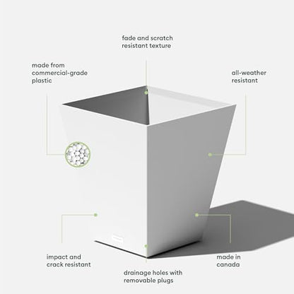 Veradek Pure Series Nobleton Planter - Tapered Square Outdoor Planter - color: White, size: 18 inch