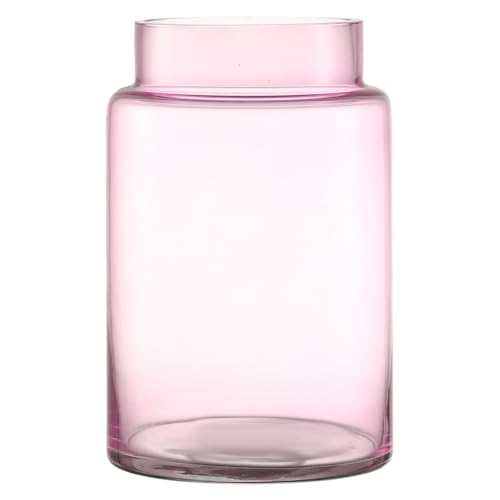 Large Glass Vase, 9 Inch Flower Vase, Glass Flower Vase for Bouquet, Wide Mouth Vase for Flowers, Pink Tall Vases, Large Vases for Home, Wedding, Living Room, Office Decor - color: Pink, size: 9 Inch