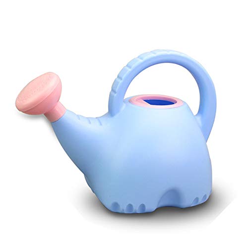 LOYUYU 0.4 Gallon Plastic Watering Can Small Lightweight Cute Indoor Outdoor Garden Plants, Watering Can with Shower Head Elephant: Blue Body Pink Head - color: Elephant Blue Body Pink Head