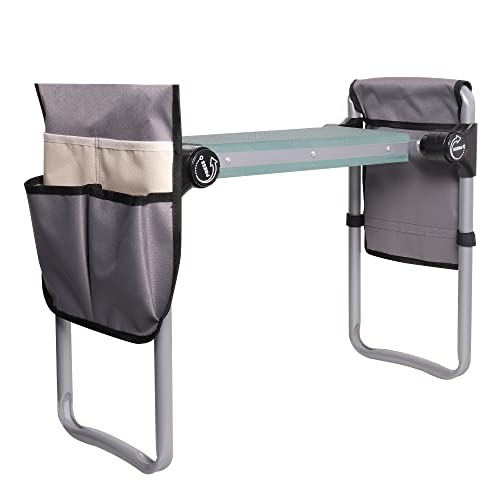 Foldable Garden Kneeler and Seat, Upgraded Gardening Stool with 2 Bonus Tool Pouches, Lightweight and Heavy Duty Garden Bench with Comfortable Eva Foam Pad for Arthritis, Parent, Gardener