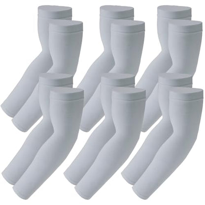 SHEVERCH Cooling Arm Sleeves UV Protection Compression for Men Women - color: 6pairs-gray