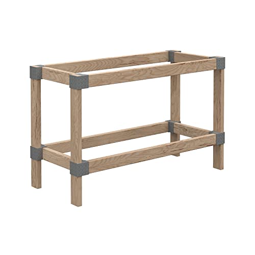 HEAVYWEIGHT DIY Workbench Hardware Kit, 24 in W x 48 in D, 500 lb Capacity, Easy 90 Cuts, Lumber Not Included, Gray Plastic Brackets - size: Work Bench Kit