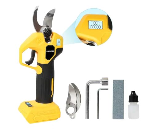 Pruning Shears Compatible with Dewalt 20V Battery,LCD Display SK5 Blades - color: Yellow