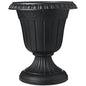 Arcadia Garden Products PL00BK Classic Traditional Plastic Urn Planter, 16” x 18”, Black - color: Black, size: 16" x 18"