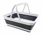 SAMMART Collapsible Basket with Handle 8L (2.1 Gallon) - Portable Outdoor Picnic Basket/Crate -Foldable Basin for Washing Dishes,Camping,Hiking (White/Steel Grey) - color: White/Steel Grey