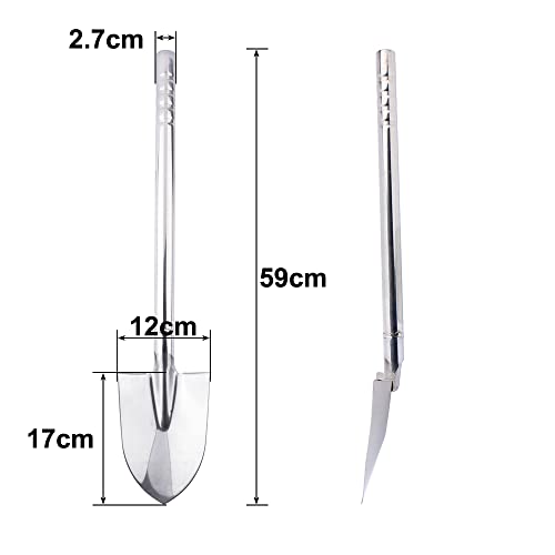 Stainless Steel Garden Shovel Hand Tool Digging Weeding Seeding Turning Soil 23.6-Inch 60CM - color: 60cm shovel