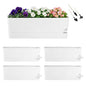 Party Zealot Window Boxes Planters, 5 Pack Self Watering Pots for Indoor Plants 17 Inch Rectangular Planter Rectangle Flower Pots Long Plant Pot Large Window Sill Herb Planter Box, White - color: White