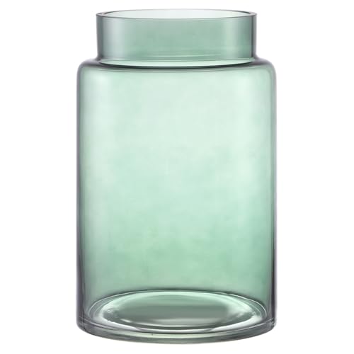 Large Glass Vase, 9 Inch Green Glass Vase, Large Flower Vases for Bouquet, Tall Wide Mouth Vases for Flowers, Home, Wedding, Living Room, Office Decor - color: Green, size: 9 Inch