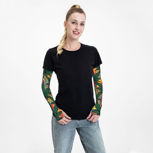 Marijuana Arm Sleeves Cannabis Weed Gardening Sleeves for Women Men - color: Marijuana 069